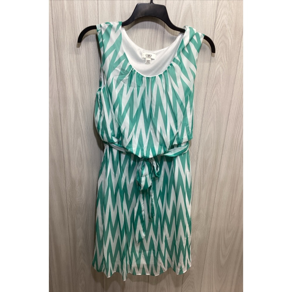 CATO Women's (Size 14/16W) Sleeveless Round Neck Elastic Belted Waist Dress Poly